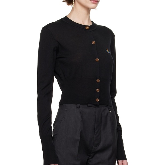 VIVIENNE WESTWOOD Black Bea Cropped Cardigan - Picture 2 of 10